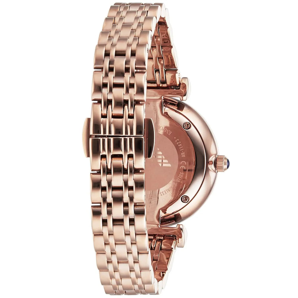 Emporio Armani Gianni T-Bar Quartz Crystals Black Dial Gold Steel Strap Watch For Women - AR11423 Authentic Buy Shop Now