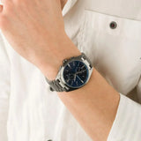 Emporio Armani Chronograph Quartz Blue Dial Grey Steel Strap Watch For Men - AR11481 Authentic Buy Shop Now