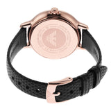 Emporio Armani Cleo Three-Hand Mother of Pearl Dial Black Leather Strap Watch For Women - AR11485 Authentic Buy Shop Now