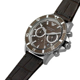 Emporio Armani Diver Chronograph Brown Dial Brown Leather Strap Watch For Men - AR11486 Authentic Buy Shop Now