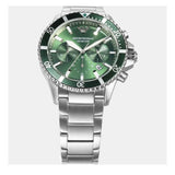 Emporio Armani Diver Chronograph Green Dial Silver Steel Strap Watch For Men - AR11500 Authentic Buy Shop Now
