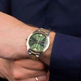 Emporio Armani Claudio Chronograph Green Dial Two Tone Steel Strap Watch For Women - AR11511 Authentic Buy Shop Now