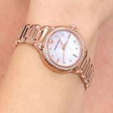 Emporio Armani Aira Three Hand Mother of Pearl Dial Rose Gold Steel Strap Watch For Women - AR11523 Authentic Buy Shop Now