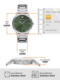 Emporio Armani Claudio Green Dial Silver Steel Strap Watch for Men - AR11575 Authentic Buy Shop Now