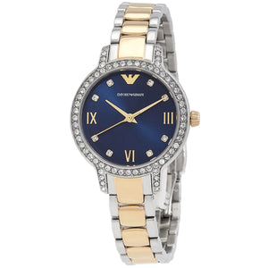 Emporio Armani Cleo Blue Dial Two Tone Steel Strap Watch for Women - AR11576 Authentic Buy Shop Now