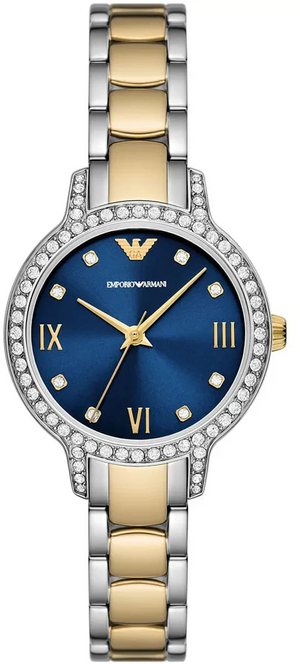 Emporio Armani Cleo Blue Dial Two Tone Steel Strap Watch for Women - AR11576 Authentic Buy Shop Now