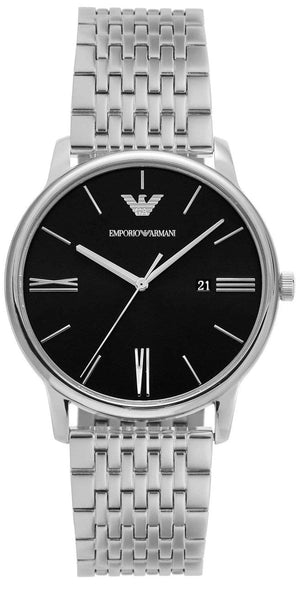 Emporio Armani Minimalist Black Dial Silver Steel Strap Watch for Men - AR11600 Authentic Buy Shop Now