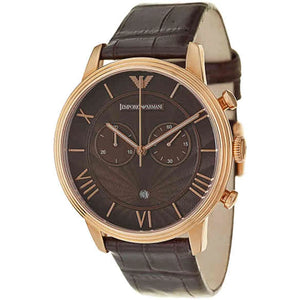 Emporio Armani Classic Large Chronograph Brown Dial Brown Leather Strap Watch for Men - AR1616 Authentic Buy Shop Now