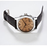 Emporio Armani Valente Chronograph Amber Dial Brown Leather Strap Watch For Men - AR1634 Authentic Buy Shop Now