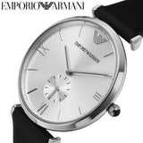 Emporio Armani Retro Analog Quartz Silver Dial Black Leather Strap Watch For Men - AR1674 Authentic Buy Shop Now