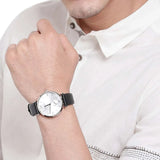 Emporio Armani Retro Analog Quartz Silver Dial Black Leather Strap Watch For Men - AR1674 Authentic Buy Shop Now