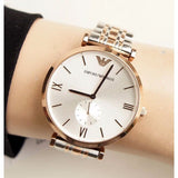 Emporio Armani Retro Silver Dial Two Tone Steel Strap Watch For Men - AR1677 Authentic Buy Shop Now