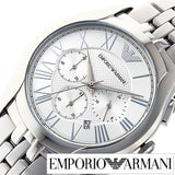 Emporio Armani Velente Chronograph Quartz Silver Dial Silver Steel Strap Watch For Men - AR1702 Authentic Buy Shop Now