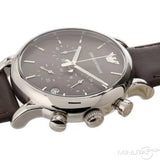 Emporio Armani Classic Chronograph Brown Dial Brown Leather Strap Watch For Men - AR1734 Authentic Buy Shop Now