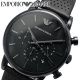 Emporio Armani Luigi Chronograph Black Dial Black Leather Strap Watch For Men - AR1737 Authentic Buy Shop Now