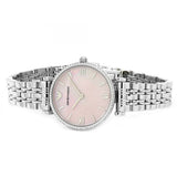 Emporio Armani Gianni T Bar Pink Mother of Pearl Dial Silver Steel Strap Watch For Women - AR1779 Authentic Buy Shop Now