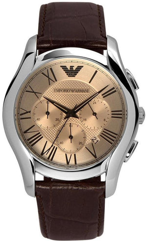 Emporio Armani Valente Chronograph Brown Dial Brown Leather Strap Watch For Men - AR1785 Authentic Buy Shop Now