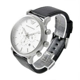 Emporio Armani Classic Quartz Chronograph White Dial Black Leather Strap Watch For Men - AR1807 Authentic Buy Shop Now