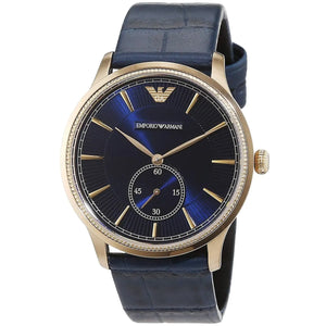 Emporio Armani Alpha Medium Blue Dial Blue Leather Strap Watch for Men - AR1848 Authentic Buy Shop Now