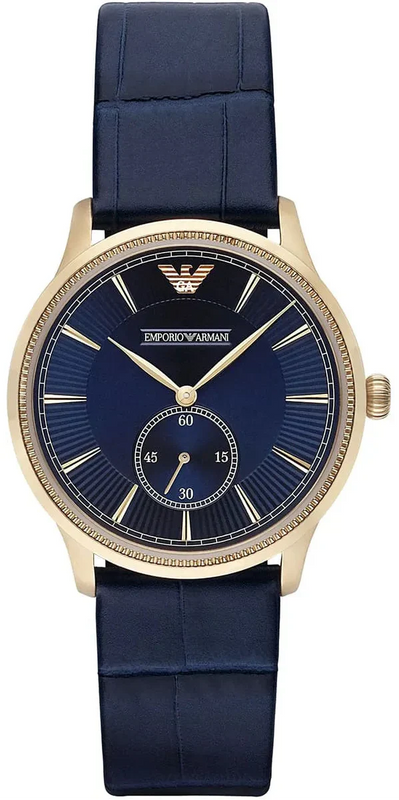 Emporio Armani Alpha Medium Blue Dial Blue Leather Strap Watch for Men - AR1848 Authentic Buy Shop Now