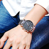 Emporio Armani Chronograph Black Dial Silver Steel Strap Watch For Men - AR1853 Authentic Buy Shop Now