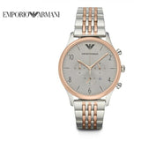 Emporio Armani Beta Chronograph Grey Dial Two Tone Steel Strap Watch For Men - AR1864 Authentic Buy Shop Now
