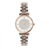Emporio Armani Gianni T Bar White Dial Two Tone Steel Strap Watch For Women - AR1926 Authentic Buy Shop Now