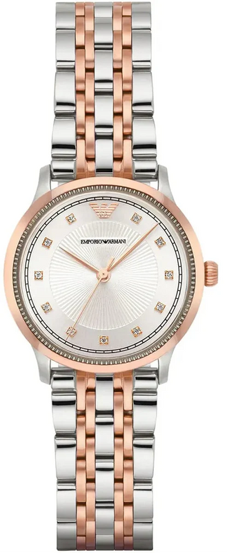 Emporio Armani Alpha Silver Dial Two Tone Steel Strap Watch for Women - AR1962 Authentic Buy Shop Now