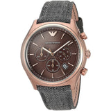 Emporio Armani Zeta Chronograph Brown Dial Gray Fabric Strap Watch for Men - AR1976 Authentic Buy Shop Now