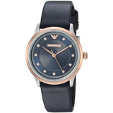 Emporio Armani Alpha XSmall Blue Dial Blue Leather Strap Watch for Women - AR2066 Authentic Buy Shop Now