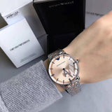 Emporio Armani Classic Beige Dial Two Tone Steel Strap Watch for Men - AR2070 Authentic Buy Shop Now