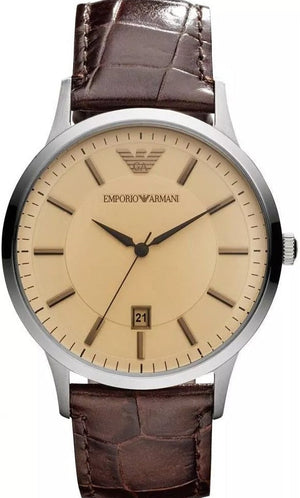 Emporio Armani Classic Quartz Brown Dial Brown Leather Strap Watch For Men - AR2427 Authentic Buy Shop Now