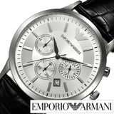 Emporio Armani Classic Chronograph Silver Dial Black Leather Strap Watch For Men - AR2432 Authentic Buy Shop Now