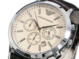 Emporio Armani Classic Chronograph Beige Dial Brown Leather Strap Watch For Men - AR2433 Authentic Buy Shop Now