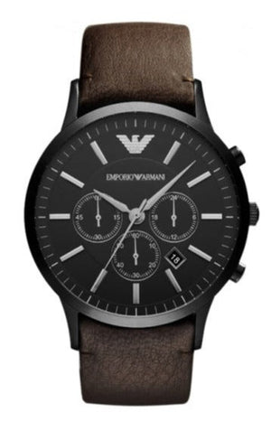 Emporio Armani Sportivo Black Dial Brown Leather Strap Watch For Men - AR2462 Authentic Buy Shop Now
