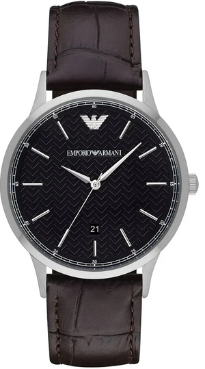 Emporio Armani Renato Large Black Dial Brown Leather Strap Watch for Men - AR2480 Authentic Buy Shop Now