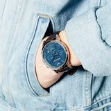 Emporio Armani Renato Chronograph Blue Dial Black Leather Strap Watch for Men - AR2494 Authentic Buy Shop Now