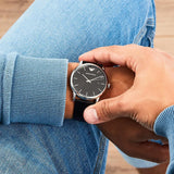 Emporio Armani Luigi Quartz Black Dial Black Leather Strap Watch For Men - AR2500 Authentic Buy Shop Now