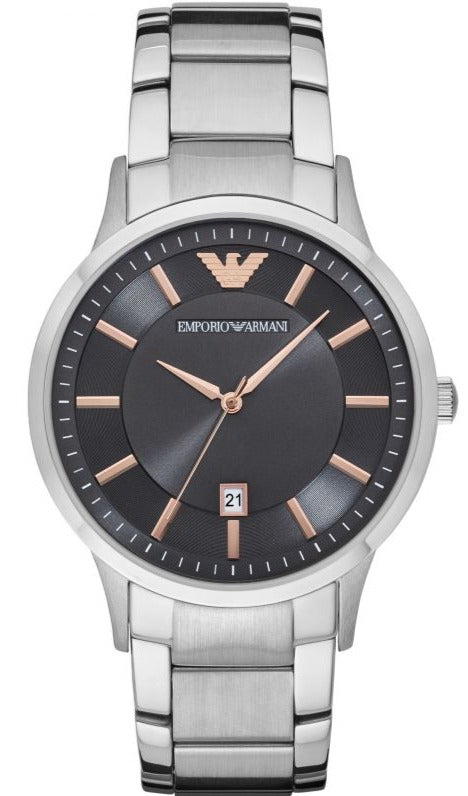 Emporio Armani Renato Quartz Grey Dial Silver Steel Strap Watch For Men - AR2514 Authentic Buy Shop Now