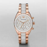 Emporio Armani Sportivo White Dial Rose Gold & White Steel Strap Watch For Women - AR5942 Authentic Buy Shop Now