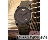Emporio Armani Sportivo Chronograph Brown Dial Brown Steel Strap Watch For Men - AR5950 Authentic Buy Shop Now