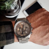 Emporio Armani Sportivo Chronograph Brown Dial Brown Steel Strap Watch For Men - AR5950 Authentic Buy Shop Now