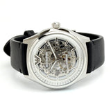 Emporio Armani Meccanico White Skeleton Dial Black Leather Strap Watch For Men - AR60003 Authentic Buy Shop Now
