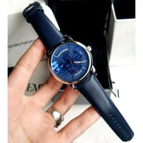 Emporio Armani Luigi Automatic Blue Dial Blue Leather Strap Watch For Men - AR60030 Authentic Buy Shop Now