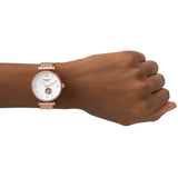 Emporio Armani Meccanico Automatic White Dial Rose Gold Mesh Strap Watch For Women - AR60063 Authentic Buy Shop Now