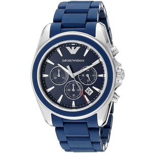 Emporio Armani Sigma Chronograph Blue Dial Blue Silicone Strap Watch for Men - AR6068 Authentic Buy Shop Now