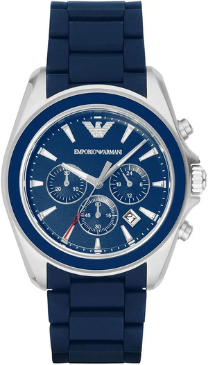 Emporio Armani Sigma Chronograph Blue Dial Blue Silicone Strap Watch for Men - AR6068 Authentic Buy Shop Now