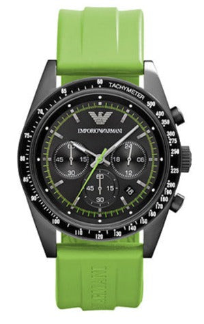Emporio Armani Sports Analog Black Dial Green Rubber Strap Watch For Men - AR6115 Authentic Buy Shop Now