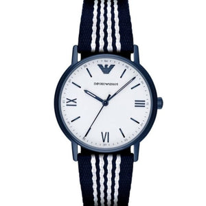 Emporio Armani Kappa Analog White Dial Two Tone Nylon Strap Watch For Men - AR80004 Authentic Buy Shop Now