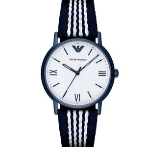 Emporio Armani Kappa Dress White Dial Two Tone NATO Strap Watch For Men - AR80005 Authentic Buy Shop Now